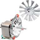 Replacement 3-21-08639 Combustion Blower Exhaust Fan Motor for Harman Accentra P35I & PF120 Pellet Stoves, With 3-21-00661 4 3/4" Single-sided Paddle Fan Blade for Harman