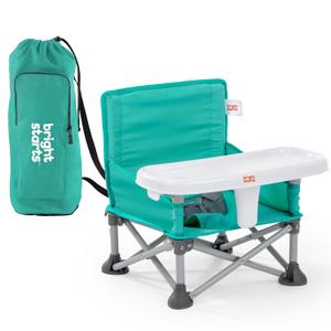 Bright Starts Pop 'N Sit Portable Booster, Indoor/Outdoor Use, Floor Seat with Feeding Tray, Teal, 6 Mos - 3 Yrs (1 Count (Pack of 1)