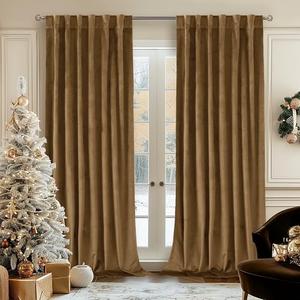 BGment Bronze Brown Velvet Curtains for Bedroom, Room Darkening Thermal Insulated Curtains Noise Reduce Back Tab and Rod Pocket Window Panels for Living Room, Set of 2 Panels, 52 x 90 Inch