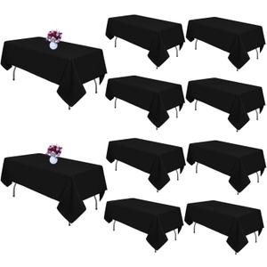 12 Packs Black Tablecloths 60x102 Inch Fabric Rectangular Tablecloths for 6 Foot Rectangle Tables, Wrinkle Resistant Polyester Washable Table Cloth Rectangle Table for Wedding Party