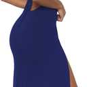 Ulovmi Formal Wedding Guest Dress Women Sexy Bodycon Elegant Maxi Gown for Evening Dinner Prom High Slit Square Neck Backless (Blue, L)