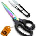 Premium Fabric Scissors, 9.5 Inch Heavy Duty Titanium Coated Stainless Steel Dressmaking Scissors with Soft Grip - Extra Sharp Sewing Shears for Fabric Cutting (Black)