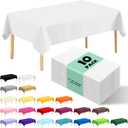 10 Pack Premium Disposable Plastic Tablecloth 54" X 108" Rectangle Table Cover for Birthdays Weddings Christmas Anniversary Buffet Table (White)