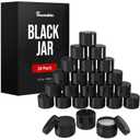 Houseables Cosmetic Containers With Lids, Black Jars, Lotion Container, 2 Oz Jars With Lids, Small Plastic Pot for Body Butter, Cream, Makeup, Powder, Body Scrub, Lip Scrub, Balm, Travel, Empty, 24 PK