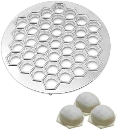 Hoypeyfiy Russian Ravioli Maker Dumplings Mold Metal Maker Pelmeni Meat Dumplings Maker 37 Holes Handmade Dumpling Cutter Silver for Holiday Party Household Use