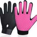 DELOMO Pet Grooming Gloves, Upgrade Version with Enhanced 255 Silicone Grooming Tips, Hair Remover Mittens for Dogs & Cats, Bath Brush, 1 Pair (Pink)
