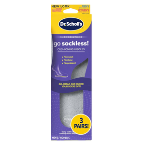 Dr Scholl’s Go Sockless! Cushioning Insoles for Women Men Unisex,1 Pairs, Trim to Fit - Absorbs Moisture to Keep Feet Dry, Shoe Inserts for Women Men with Plush Terry Cloth Layer for Added Comfort
