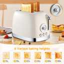 Wiltal Beige Cute Retro Toaster 2 Slice with 1.58" Wide Slots, Bread toaster with Cover and Warm Rack, Stainless Steel Toasters with Removable Crumb Tray, Preheat, Defrost, Cancel Function (Cream)