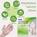 2 x 100-Count Disposable PE Safety Work Gloves, One Size Fits Most | Lightweight and Durable Hand Protection for Cleaning, Food Handling, and Light Industrial Tasks