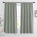 RYB HOME Blackout Curtains for Bedroom Living Room 63 inches Long, Thermal Insulated Privacy Rod Pocket Drapes for Nursery Office Home Theater, Width 42 by Length 63, Greyish Green, 2 Panels