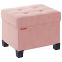ABHENG Cube Storage Ottoman, Velvet Foot Stool with Feet, Folding Storage Bench, End of Bed Bench, Storage Chest, for Living Room, Bedroom, 12.6 x 15.8 x 13.2 Inches, Jelly Pink, UASND21P