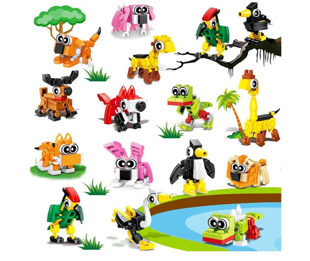 20pcs Animal Mini Building Blocks Valentine Party Favor for Kids Return Gifts Birthday Goodie Bag Stuffer Class Prize Box Toys Small Bulk Pinata Filler End of School Year Gift Boy Girl 4-8 8-12