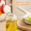 16oz/470ml Glass Olive Oil Sprayer for Cooking - 2 in 1 Olive Oil Dispenser for Kitchen Gadgets, Air Fryer, Salad, and BBQ (beige)