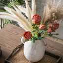 Kimdio White Ceramic Vase with 2 Handles, Modern Farmhouse Vases for Home Decor, Rustic Pottery Vase, Decorative Terracotta Flower Vase, Clay Small Vase, Centerpieces for Dining Table