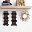 Moxweyeni Set of 2 Rustic Mounted Sunglasses Storage Organizer Wood Eyeglasses Holder Sunglass Rack Eyeglasses Display Rack with Metal Hooks Glasses Wall Decor Hanging Jewelry Organizers for Home
