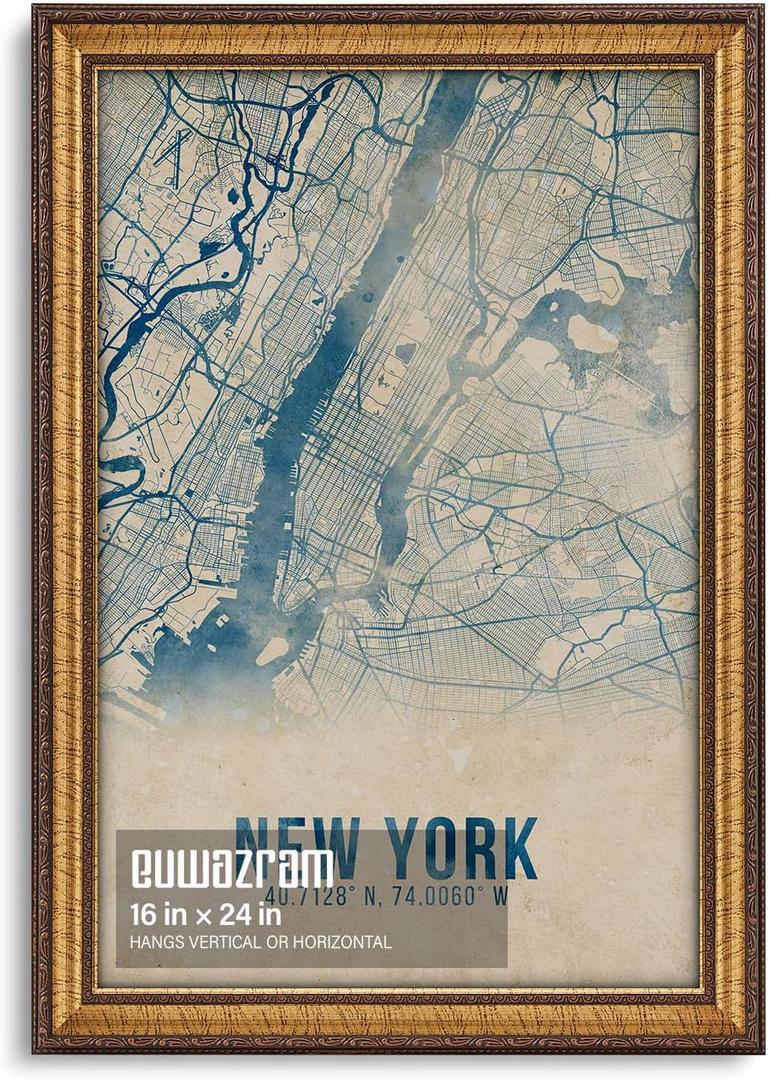 16x24 Classic Gold Picture Frame - Single Frame, 16 x 24 Ornate Vintage Poster Frame for Wall Decor & Gallery Walls