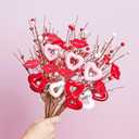 DN DECONATION Valentine's Day Gifts Valentines Day Decorations 6Pcs Pink Red Heart Shaped Berry Picks, Artificial Flowers Floral Arrangement Stems for Valentines Day Wedding Gifts Home Decor