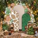 Foilswirl 34 Pieces Jungle Safari Party Decorations 4ft 5ft 6ft Safari Arch Backdrop Cover Jungle Arch Cover Green Leaves Backdrop Green Brown Khaki Balloons for Wildlife Birthday Party Decor