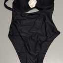 SHENHE Women's Push Up One Piece Swimsuit Tummy Control Cutout 3D Flower Bathing Suit with Cover Up Black, Medium