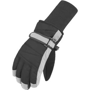 MAGARROW Kids Winter Warm Gloves Windproof Water-Resistant Snow Boys Girls Sport Gloves (Large (Fit Kids 10-12 Years), Black- Long Cuff)