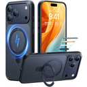 TORRAS Ostand Magnetic for iPhone 17 Pro Case, Fit for MagSafe, 4X Military Drop Protection, Camera Control, Slim Phone Case for iPhone 17 Pro with Kickstand, Translucent Matte Cover 6.3", Black