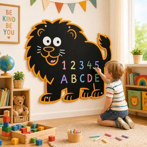 MotiMind Giant Art Easel for Kids, Lion Chalkboard for Classroom & Home