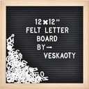 Felt Letter Board with 460 Letters, Numbers & Symbols - 12 x 12 inch Changeable Message Board with Wooden Frame Wall Mount Hook (Black)
