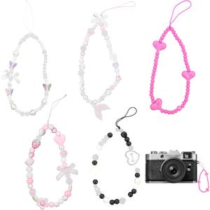 5PCS Camera Wrist Strap, Y2K Phone Charm Wrist Strap, Beautiful Phone Keychain, Universal, Suitable for Women's Mobile Phonekeychain Charms