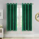 SINGINGLORY Green Velvet Curtains 52 x 63 Inch, Blackout Thermal Insulated Grommet Window Curtain 2 Panels Set for Bedroom and Living Room (W52 xL63, Dark Green)