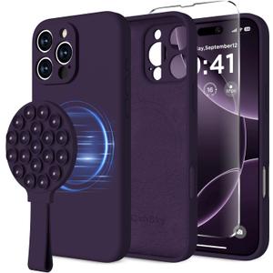 for iPhone 16 Pro Max Silicone Case Soft Protective Shockproof Magnetic Case Compatible MagSafe iPhone 16 Pro Max 6.9" Silicones Phone Case (Dark Purple)