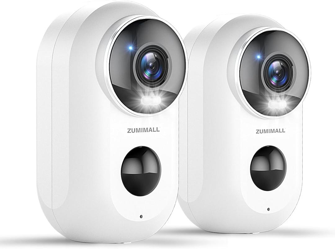 ZUMIMALL Security Cameras Wireless Outdoor, 2 Packs, 2K Cameras for Home Security, Outdoor/Indoor Camera Battery Powered, 2.4G WiFi, Magnetic Mount,3MP Color Night Vision/Siren/PIR/AI/Cloud/Alexa