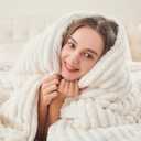 BEDELITE Fleece Queen Comforter Set -Super Soft & Warm Fluffy Cream White Bedding, Luxury Fuzzy Heavy Bed Set for Winter with 2 Pillow Cases