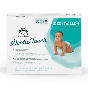 Amazon Brand - Mama Bear Gentle Touch Baby Diapers, Formulated without Fragrance, Size 4, 148 Count (4 packs of 37), with Skin Protection and Leak Protection
