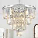 Modern Chrome Crystal Chandeliers 24 Luxury Chandeliers 4-Tier 12 Lights K9 Crystal Round Ceiling Pendant Light Fixture Contemporary for Living Dining Room Foyer Staircase Bedroom