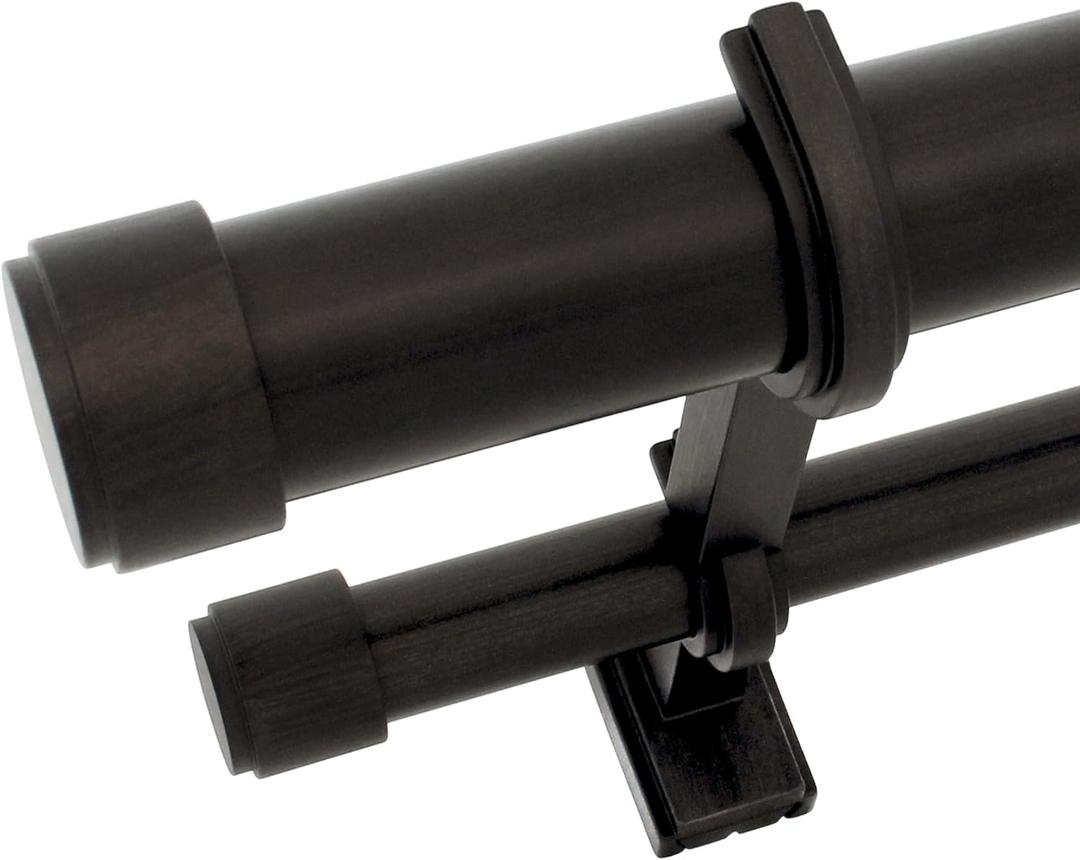 BlastHome Non-Adjustable Luxury Double Curtain Rods for Windows, 1 Premium Rod Set, 4 foot Custom Fixed Length, Brushed Dark Brown