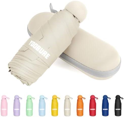 Yoobure Travel Umbrella Portable Compact Umbrellas, Pocket Mini for Purse, Umbrellas for UV Sun & Rain Small for Backpack, Umbrella with Case Folding for Kids Women