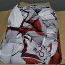 Anibedding 7 Pieces Red Floral Comforter Set King Size, Soft Microfiber Red Grey Bed in a Bag Comforter Set with Sheets for All Season
