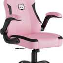 Pink Gaming Chair, Ergonomic Desk Office Chair with Lumbar Support, Computer Chair with Flip-up Armrests, Comfy Task Chair for Girls Women, Cute PC Video Game Chairs, PU Leather, Teens, Pink