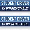 2 x 2pcs Student Driver Magnet for Car,Safety Warning Be Patient New Driver Sticker-Colorful,Eflective,Weather Resistant Bumper Sticker Magnetic Reflective Rookie Drive(Blue) (Bule)