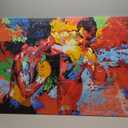 Fchen art Boxing Poster, Boxing Sports Colorful Canvas Wall Art Movie Decor for Kitchen Wall Decor, Picture Drawing Room Decor Artwork Framed and Stretched, 32"x48."