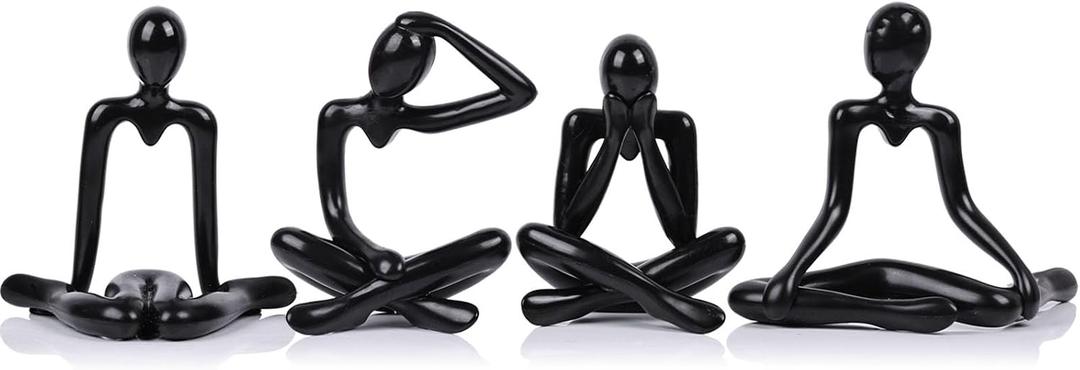 XMGZQ Black Thinker Figurines, Abstract Bookshelf Figures, Knick Knacks Home Decor, Plastic Thinker Statue Kit, Black Statues for Home Decor, Abstract Art Decorations Accessories, Desk Decor for Women