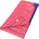 Coleman Kids 50F Sleeping Bag, Comfortable Youth Sleeping Bag for Sleepovers & Camping, Fits Children up to 5ft Tall, Glow in The Dark Design, Stuff Sack Included, Machine Washable (Pink)