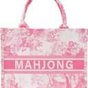 Pink Mahjong Tiles Carrying Bag - Waterproof Zipper Case for American Mahjong 166 Tiles for Game Players Lover Gifts (Case Only)