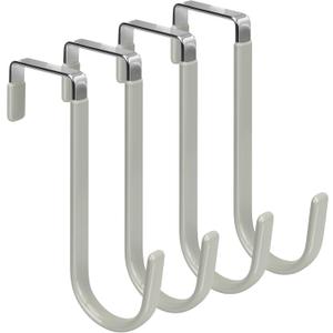 FYY Over The Door Hooks, 4 Pack Door Hangers Hooks with Rubber Prevent Scratches Heavy Duty Organizer Hooks for Living Room, Bathroom, Bedroom Hanging Clothes, Towels, Hats, Coats, Bags Grey (Short)