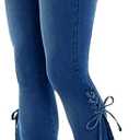 Womens Side Lacing Bell Bottom Jeans Stretch Butt Lifting Vintage Washed Jeans Skinny Flare Pants (XX-Large, Dark Blue)