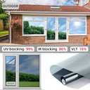 FuFin One-Way Window Privacy Film with Free Installation Tools,Premium PET Material,Heat Control 99% UV Blocking and Privacy Protection Window Film.Window Tint for Home Office (Silver 17.5"196.9")