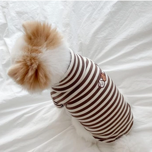 Turtleneck Dog Shirt Cute Doggie Embroidery Super Soft Dog Sweatshirt Stretchy Striped Puppy Pullover For Cats Small