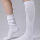 2 x HONGTEYA Slouchy Socks for Women, Knee High Boot Socks Scrunch Leg Warmers, Soft Cozy Valentines Day Gifts for Her (White)