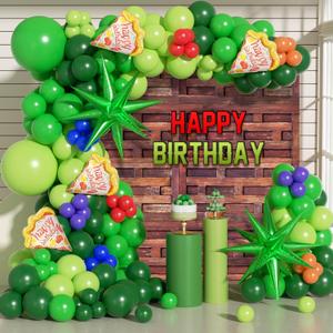 Green Balloon Arch Garland Kit with Green Red Orange Blue Foil Balloons for Baby Shower Birthday Party Decorations