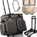 Rolling Teacher Tote Bag with Detachable Trolley, Wheeled Teacher Bag with Padded Laptop Compartment for up to 15.6 Inch, Multifunctional Rolling Briefcase for Teaching& Office (Elegant Gray)